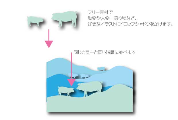 illustratorで奥行のある切り絵の作り方03